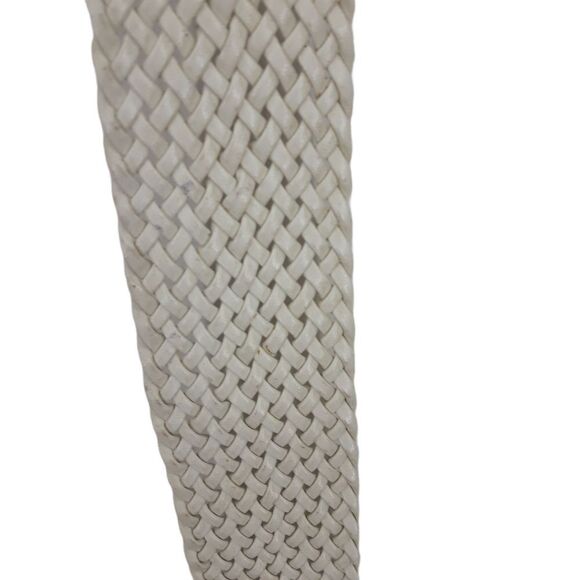 White Country Braided Basket Weaved Wide O-ring Belt 2.5" Wide Size M 34" - Picture 5 of 10